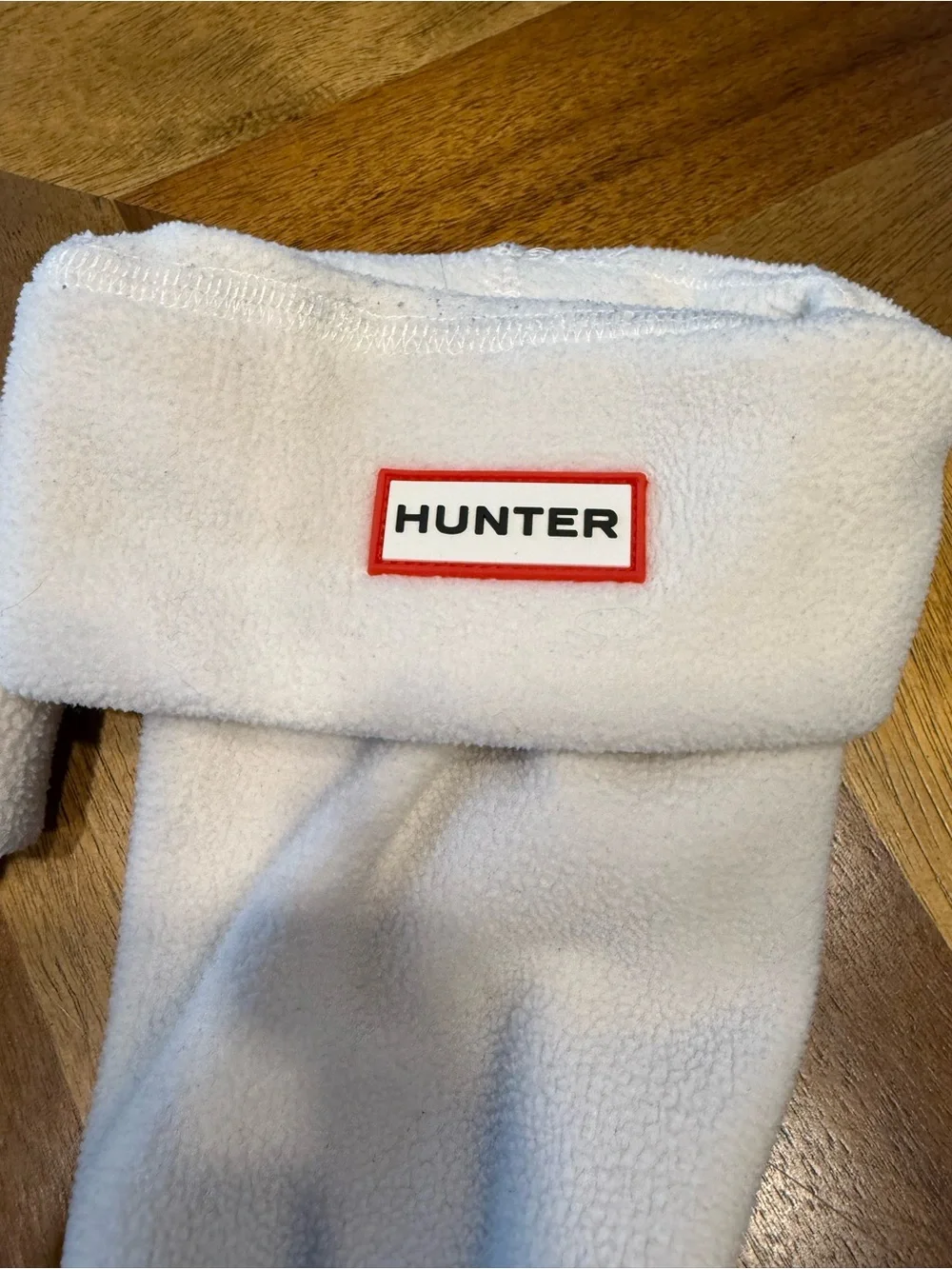 Hunter White Fleece Boot Liners with Red Logo
